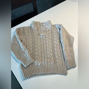 Girls Gymboree beige cable knit collared sweater size 7/8